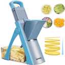 QYKIC Upgrade Safe Mandoline Slicer for Kitchen, Vegetable Chopper and Slicer, Potato Slicer Thickness Adjuster, French Fry Cutter, Veggie Onion Dicer Faster Kitchen Mandolin for Meal Prep (Blue)