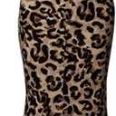 PRIMODA Women's Sexy Neon Asymmetrical Spaghetti Strap Dress Deep V-Neck Sleeveless Bodycon Midi Club Dress (Leopard), S
