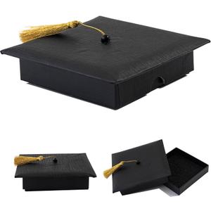 APLUSWER Graduation Gift Box with Tassel Class of 2026 COLOR Graduation Cap Box Gift Wrapping Grad Keepsake Memory Decor for College Graduate High School Party Favor Supply (Black)