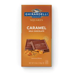 6 x GHIRARDELLI Caramel Milk Chocolate SQUARES Bar Premium Milk Chocolate Candy Bar Filled with Buttery Caramel, Individually Marked for Sharing, 4.8 oz Bar (EXP 11/30/26)