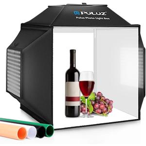 Light Box, PULUZ 16"x16" Studio Light Box with 480pcs LEDs Lights 4 Color PVC Photography backdrops Shooting Tent for Jewelry and Product Portable Lightbox Picture Box for Photography (Upgrade)