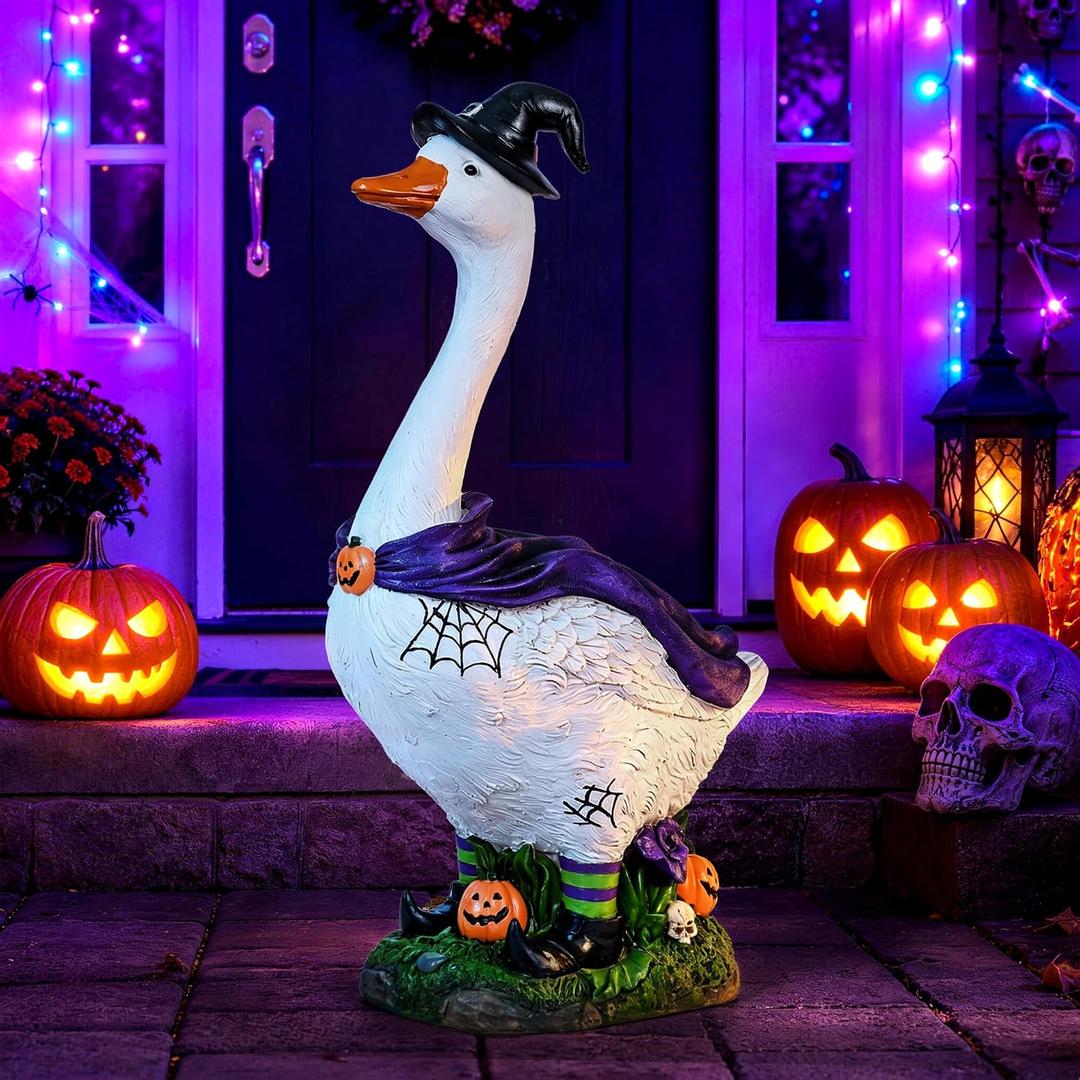 GIGALUMI 20" Halloween Witch Porch Goose for Outdoor Halloween Decorations