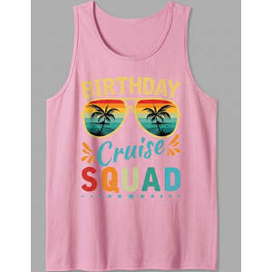 Women's Pink Birthday Cruise Squad Tank Top. Size Small