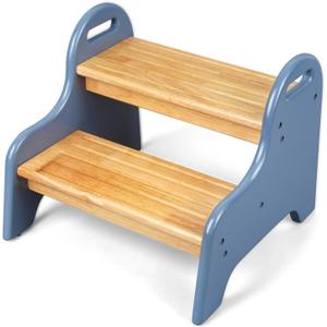 StrongTek Kids 2 Step Stool, Rubber Wood Step for Children, Safe & Sturdy, Ideal for Bathroom, Kitchen, Home Use, Durable, Non-Slip, Child Safety, Foot Stool, Toddler Step Stool, Easy to Clean