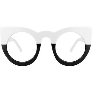Zeelool Readers Oversized Thick Cat Eye Reading Glasses for Women with Standard Anti-Reflective Coating Ophelia VFP0290 (Vfp0290-03 White/Black)