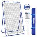 PLYOGO Volleyball Rebounder Net, 4×7FT Bounce Back Practice Net with 5 Adjustable Angles, Indoor Outdoor Easy-Set Up Training Equipment for Improving Spiking Skills, Carrying Bag & PU Volleyball