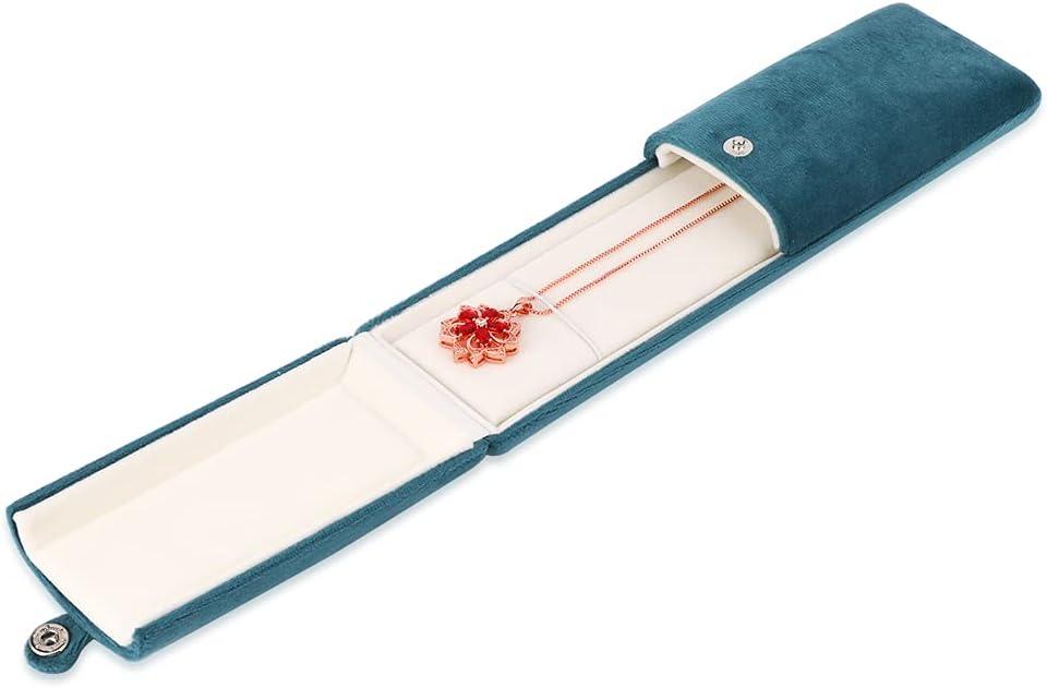 iSuperb Velvet Bracelets Box Necklace Jewelry Gift Box Necklace Pendant Bracelet Jewelry Packaging Boxes for Wedding Engagment Proposal (Long Chain Box)