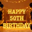 Honoson 17 Pcs 50th Birthday Party Decoration Happy 50th Birthday Light up Table Sign 6.42 Inch LED Neon Marquee Lights for Room Table Wall Decoration Party Supplies