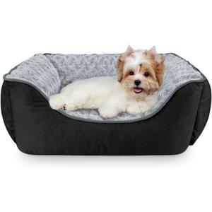 JOEJOY Rectangle Dog Bed for Large Medium Small Dogs - Washable Orthopedic Sofa Bed, Soft Breathable Puppy & Pet Cuddler, Durable Calming Dog Bed with Anti-Slip Bottom, Multiple Sizes, Black (S(20"x 19"x 6"))