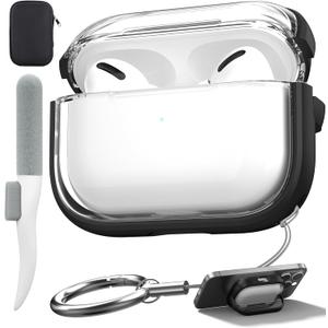 Valkit Compatible AirPods Pro Case, Clear & Soft Shockproof Protective Case for AirPods Pro Gen 2nd/1st (2023/2022/2019) with Lock & Cleaner Kit