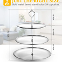 Gerrii Set of 1 Cupcake Display Stands 3 Tier Serving Tray Platters Stainless Steel Cup Cake Tower for Birthday Party Wedding Dessert Cookie Candy(Silver)