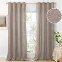 BGment Taupe Faux Linen Curtains for Living Room 95 Inch Length 2 Panels Set, Burlap Textured Light Filtering Privacy Semi Sheer Thick Window Curtain Drapes for Bedroom Farmhouse, Each 52 Inch Wide