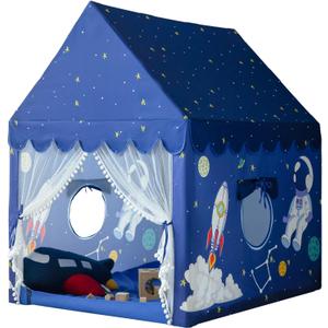 Kids Play Tent Playhouse Indoor Tent for Kids Boys Toddler, Large Castle Play House Bed Tents Spaceship Outer Space Rocket Blue, Kid Toys for Boy Girl Birthday House Gift