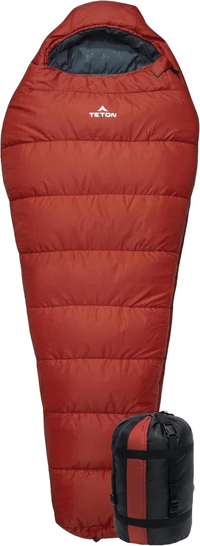 Teton LEEF Lightweight Mummy Sleeping Bag for Camping, Hiking, Backpacking; Cold Weather Option, Compression Sack Included, 20F Regular