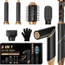 5 in 1 Blow Dryer Brush,Hair Dryer Brush with Detachable Air Styler,Negative Ionic Magic Hair Styler,Hot Air Brush for Women Volumizer,Straightener,Drying (Black Gold)