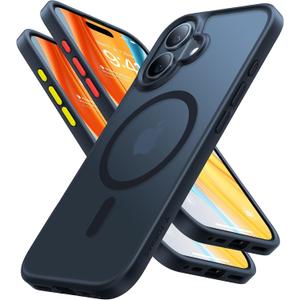 TORRAS Magnetic Shockproof for iPhone 16 Case, [18N Mighty Magnetic] [12FT Military Grade Drop Tested] [Fit for MagSafe] Protective Hard Back Plastic Slim Phone Case for iPhone 16 6.1", Black Titanium (IP16, 6.1 inch)