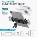 InnoGear Tablet Floor Stand, Overhead Bed Phone Stand Adjustable Holder Universal Floor Stand Compatible with iPhone iPad Pro Air Mini, Samsung Tab, Kindle, E-Readers (Large)