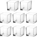 Square Glass Vases 2.5"x2.5" Clear Cube Flower Vase for Wedding Centerpiece Candle Holder Home Decor, Set of 8