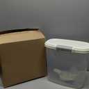 Large Rice Storage Container 15-20 Lbs, Tall Flour Container with Scoop + Cup - Slim Dry Food Storage Bin for Cereal, Sugar, Beans, Pet Dog Cat Food Container - Kitchen and Pantry Storage Organization (Cream White)