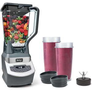 Ninja BL660 Professional Compact Smoothie & Food Processing Blender, 1100-Watts, 3 Functions -for Frozen Drinks, Smoothies, Sauces, & More, 72-oz.* Pitcher, (2) 16-oz. To-Go Cups & Spout Lids, Gray