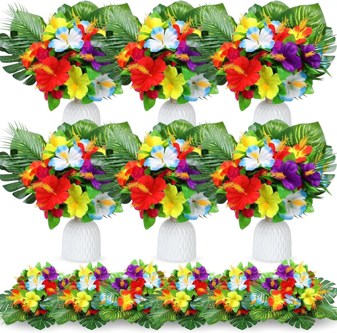 Hotop 24 Pcs Hawaiian Flower Centerpieces for Tables Artificial Palm Leaves Fake Hibiscus Flowers Tropical Party Decorations Supplies for Luau Safari Jungle Beach BBQ Theme Party Birthday Table Decor Hotop 24 Pcs Hawaiian Flower Centerpieces for Tables Artificial Palm Leaves Fake Hibiscus Flowers Tropical Party Decorations Supplies for Luau Safari Jungle Beach BBQ Theme Party Birthday Table Decor
