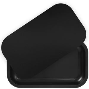 Large Metal Tray with Magnetic Lid, Decorative Tray, Ideal Storage for Home or Travel, 10.6 x 6.3 Inches (Black)