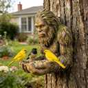 Outdoor Tree Face Bird Feeder Sculpture, Waterproof Tree-Mounted Resin Bird Feeder, Forest Guardian Style Garden Yard Art Decor for Backyard Wildlife