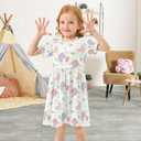Short Sleeve Girl's DressesSoft Quick-Dry Dress for Kids,Skater Twirl A-line Summer Clothes Outfit 7-8 Years