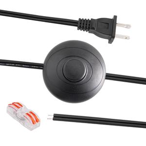 6ft Foot Switch Lamp Cord Replacement, Black Floor Light Switches with Plug, Foot Tapper Pedal Lamp Wire Switch, AC 125V Step ON Off Push Button, Repair DIY Replace Footswitch Fixtures