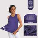 2 x Women's Workout Tank Tops Woman Sleeveless Loose Fit Gym Tops Athletic Shirts Racerback Quick Dry UPF 50+ (Purple, L)