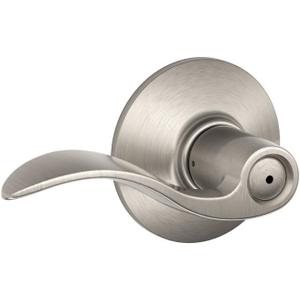 Schlage F40 ACC 619 Accent Door Lever, Bed & Bath Privacy Lock, Satin Nickel