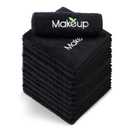 Orighty Makeup Remover Wash Cloths - Super Soft & Quick Dry Microfiber Face Towel, Absorbent Washcloths for Cleansing, Fingertip Face Towels for Makeup Removal, 13 x 13 inch, Pack of 12, Black