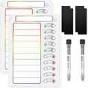 Chore Chart for Kids Dry Erase Chore Board ADHD Tools for Kids to Do List Checklist Task Board Routine Chart Planning Board for Fridge with 10 Sliders and Magnetic Marker, White and Rainbow, 2 Pack