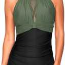 Tempt Me Women One Piece Swimsuit High Neck Plunge Ruched Tummy Control Bathing Suit XL