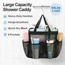 F-color Mesh Shower Caddy Portable for College Dorm Room Essentials with S Hook, 8 Pockets 2 Handles Quick Dry Shower Bag for Camping, Travel, Gym, Bathroom, Hanging Toiletry Organizer, Black