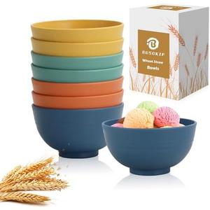 BUSOKIP Wheat Straw Bowls, 10 OZ Snack Bowl Set of 4, Unbreakable Small Bowl, Alternative Plastic Bowls Reusable for Snack, Dessert and Appetizer, Microwave and Dishwasher Safe (Multicolor)