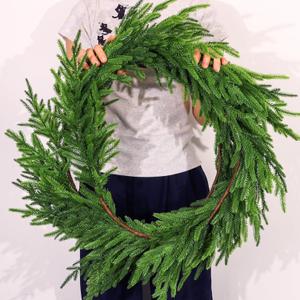 9 Ft Christmas Norfolk Pine Garland Real Touch Artificial Faux Greenery Christmas Garland Decorations for Home Fireplace Mantle Table Stairs Door Indoor Outdoor Holiday Decor