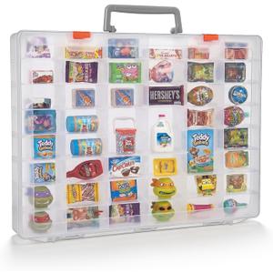 Organizer Box Compatible with Mini Brands Collectibles, 48 Grids Clear Plastic Box with Removable Dividers and Latch Opening, Ideal for Display and Storage of Mini Brands Toys, Travel Friendly
