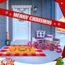 Tinideya 2 Pcs Merry Christmas Door Mats Joy Wreath Welcome Doormats with Layered Plaid Rug Christmas Front Door Rugs for Entrance Porch Winter Holiday Outdoors Decor 17 x 29 Inch