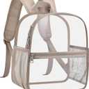 Oraben Clear Backpack for Stadium Events Clear Stadium Backpack 12x6x12 Bag Transparent Bookbag (Khaki)