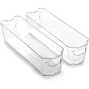 BINO | Stackable Storage Bins, Small - 2 Pack | THE STACKER COLLECTION | Clear Plastic | Built-In Handles | BPA-Free | Containers for Organizing Kitchen Pantry | Multi-Use Organizer