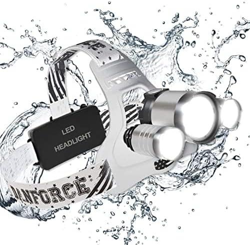 DanForce Headlamp. USB Rechargeable LED Head Lamp. Ultra Bright LUMINUS 1080 Lumen Headlamp Flashlight + Red Light. HeadLamps for Adults, Camping, Outdoors & Hard Hat Light. Zoomable IPX54 Headlight, White