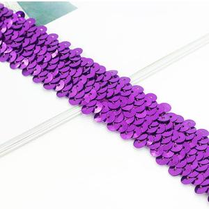 Length10 YardsWide 30mm/1.1 inch Purple Elastic Sequin Ribbon Trim for Sewing Dress Dance Costumes Headband Purple-30mm