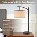 Table Lamp for Living Room Bedroom, 23.5" Table Lamps Set of 2 with USB C+A Ports, Bedside Lamps for Nightstand with Linen Lamp Shades, 2 Dimmable LED Bulbs Included, Brown