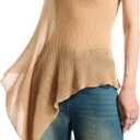 MakeMeChic Ponchos for Women Sheer Poncho Sweater Shawl Wraps Coverup (Beige, S)