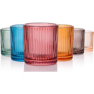 JOVGANK Mini Colored Shot Glasses Set of 5 – Small Vintage Ribbed Glassware, 80s Style Party Cups for Whiskey, Cocktails – Thanksgiving and Christmas Gifts for Bar