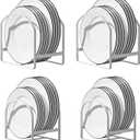 4 Pack Kitchen Plate Holder Organizer for Cabinet Space Saver Dinner Dish Storage Rack Upright Dish Drying Racks Metal Plate Dish Racks Stand for Cupboard and Countertop 2 Large 2 Small White