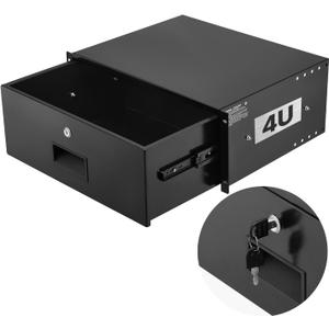 VEVOR 4U Rack Drawer, Lockable Server Cabinet Case, 13.8'' Depth Server Rack Mount Drawer, for 19'' Network Equipment/DJ/AV Rack or Cabinet Enclosure, 50 lbs Max Load, with Cable Management Holes