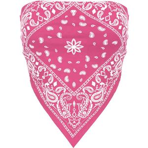 Design by Olivia Women's Sexy Paisley Bandana Tube Top Y2K Boho Graphic Print Strapless Crop Top Cotton Bandeau Small, Fuchsia