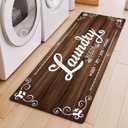 Laundry Room Rug Runner, 17.7"x45" Non Slip Brown Laundry Rugs, Farmhouse Washable Floor Laundry Mats for Laundry Room, Mudroom, Kitchen, Washroom, Bathroom, Hallway Entryway Area Rugs Decor
